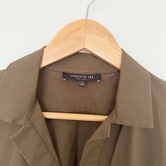 Lafayette 148 New York Army Green Maggie Cotton Shirt Dress Size Small - Picture 2 of 5